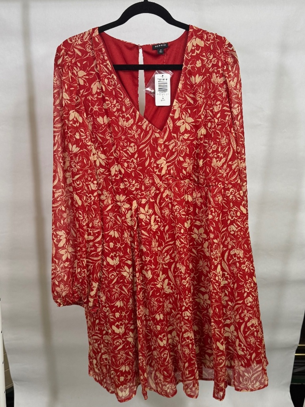 Torrid Floral Red Mini Chiffon Babydoll Dress NWT 3X